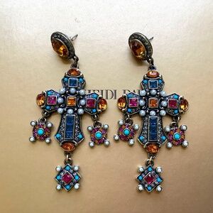 HEIDI DAUS Jeweled Awakening Crystal Cross Drop Pierced Earrings